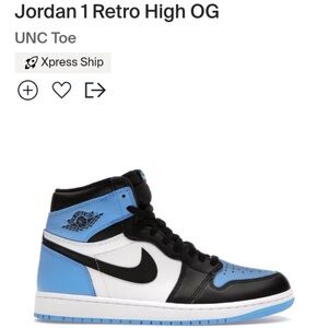 Size 10 - Jordan 1 Retro OG High UNC Toe
